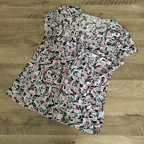 Retro Organic Print Stretchy Ruched Top - Picture 11 of 15